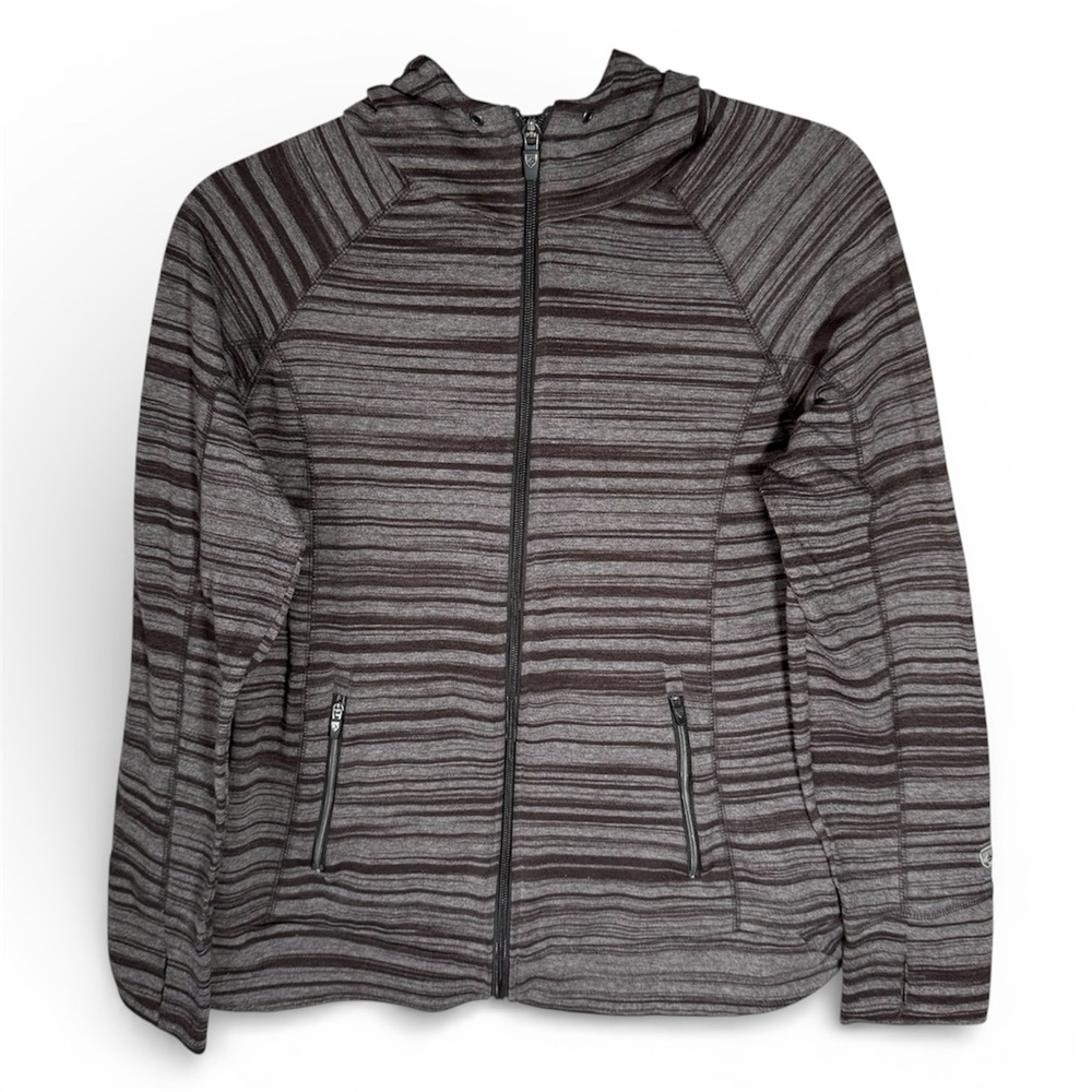 KUHL Piper Hooded Full Zip Jacket Brown & Gray Women’s Medium Athleisure Outdoor